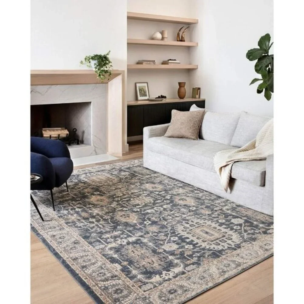 New 2.8x10.6 Teagan Runner Area Rug, Soft Low Pile Denim Neutral Hallway Carpet